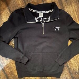 PINK Victoria's Secret Black 1/4 Zip-Up Sweatshirt